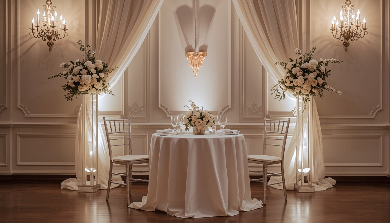 Wedding sweetheart table setup