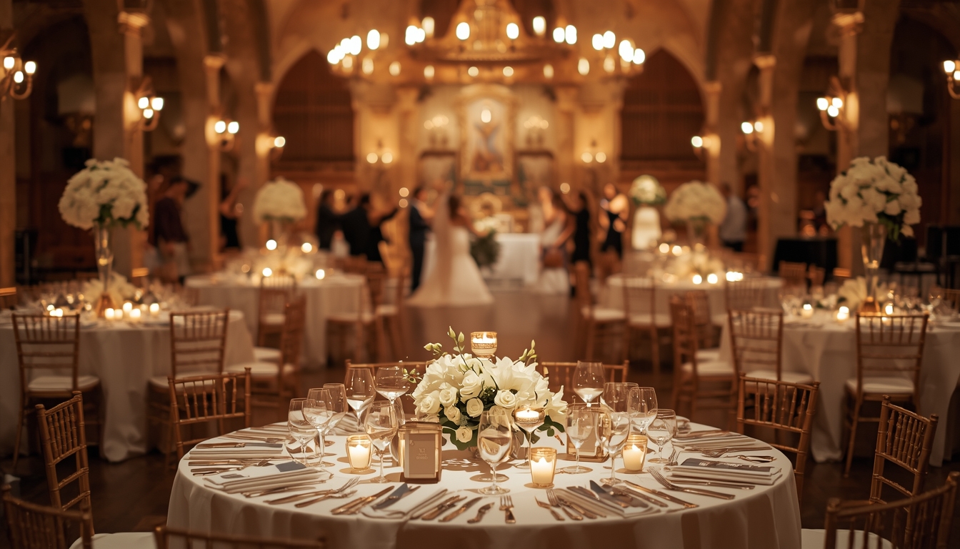 Elegant Catholic wedding reception