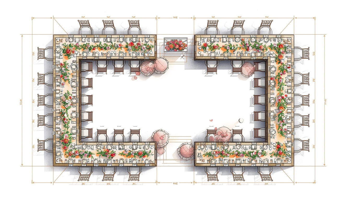 Wedding floor plan sketch U-shaped