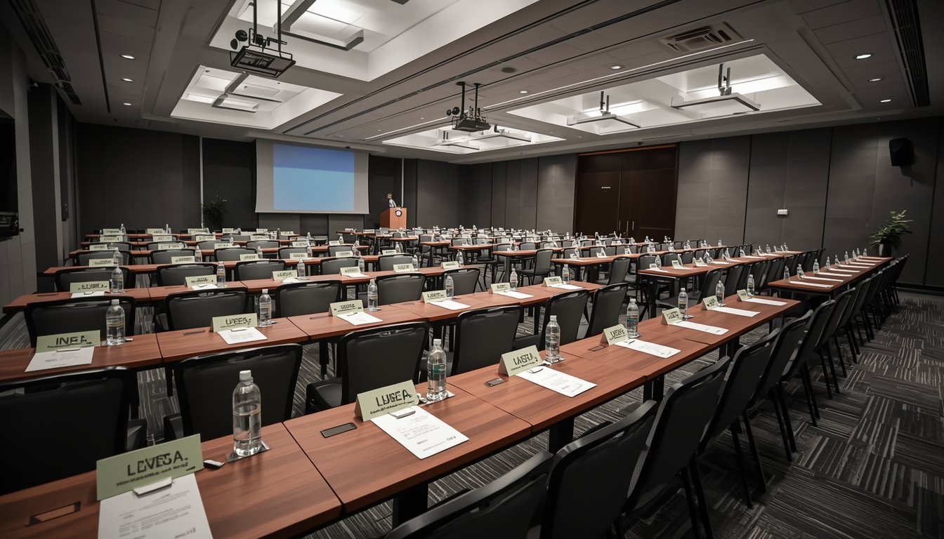 Corporate training room in classroom style